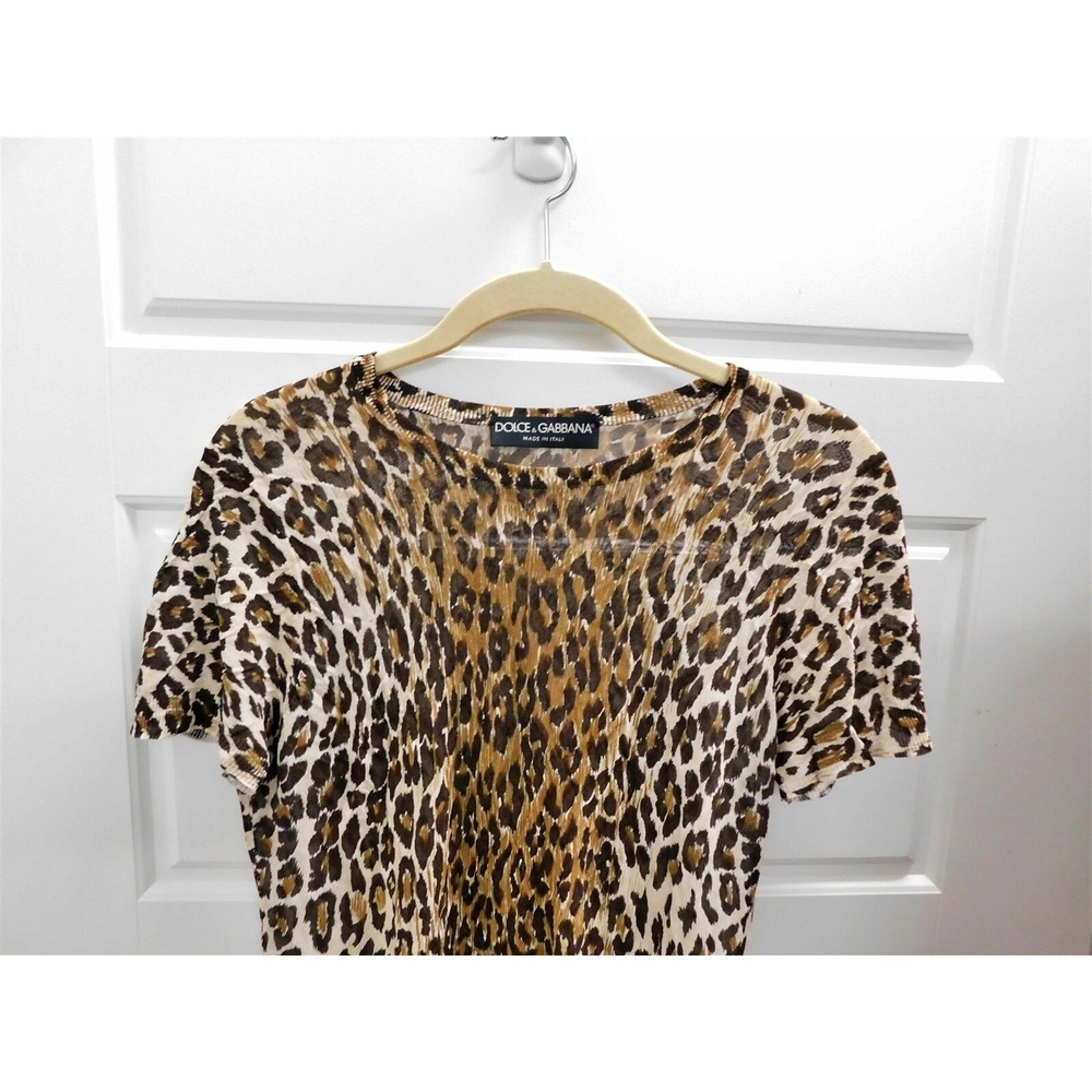 Dolce Gabbana Amimalier Leopard Sheer Short Sleeve Blouse Italy sz‎ 44 - Picture 2 of 5